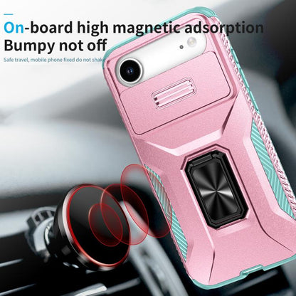 For iPhone Air Sliding Camshield Holder Phone Case(Grey Green + Pink) - iPhone Air Cases by buy2fix | Online Shopping UK | buy2fix