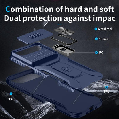 For iPhone Air Sliding Camshield Holder Phone Case(Blue) - iPhone Air Cases by buy2fix | Online Shopping UK | buy2fix