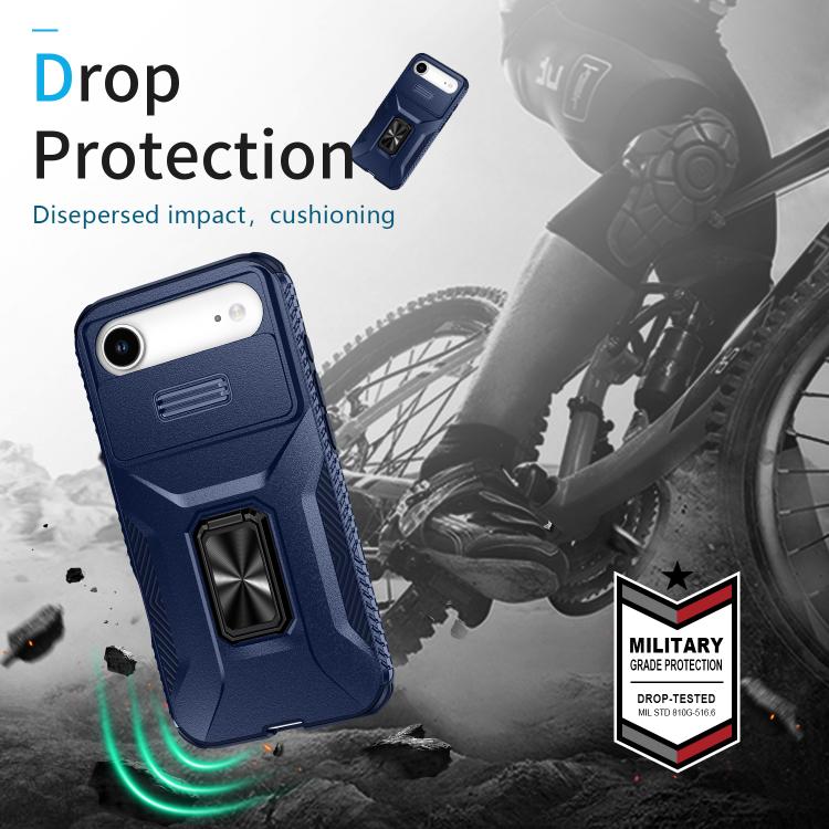 For iPhone Air Sliding Camshield Holder Phone Case(Blue) - iPhone Air Cases by buy2fix | Online Shopping UK | buy2fix