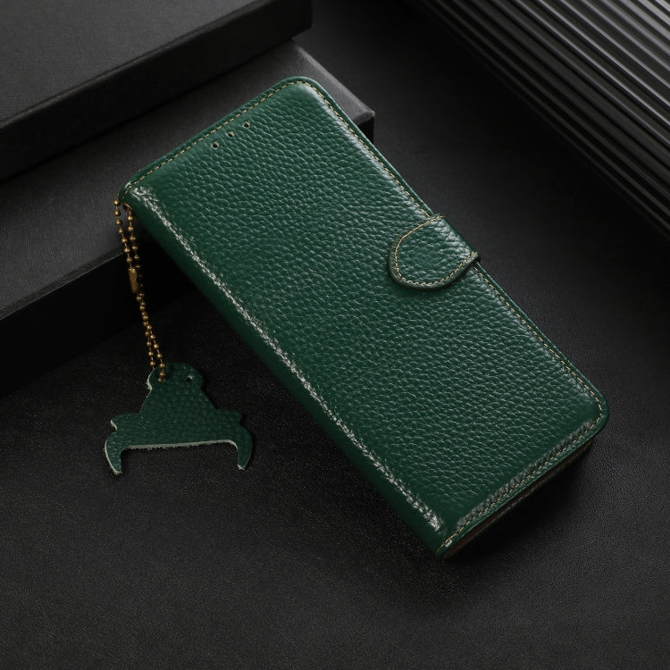 For Motorola Edge 50 Genuine Leather Litchi Texture RFID Leather Phone Case(Green) - Motorola Cases by buy2fix | Online Shopping UK | buy2fix