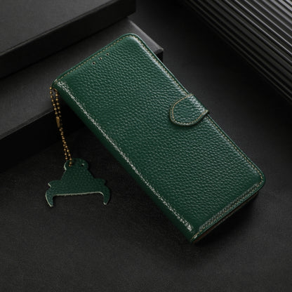 For Motorola Edge 50 Genuine Leather Litchi Texture RFID Leather Phone Case(Green) - Motorola Cases by buy2fix | Online Shopping UK | buy2fix
