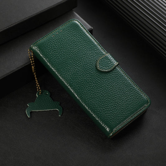 For Motorola Edge 50 Genuine Leather Litchi Texture RFID Leather Phone Case(Green) - Motorola Cases by buy2fix | Online Shopping UK | buy2fix