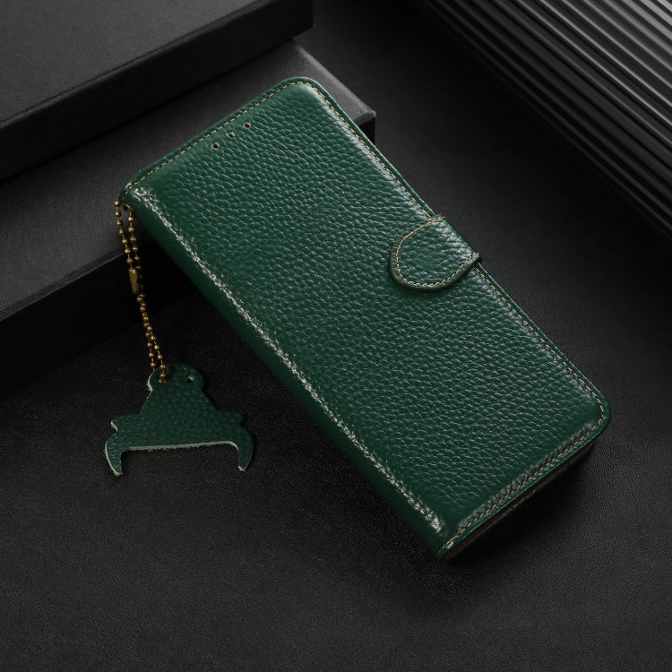 For Motorola Edge 50 Neo Genuine Leather Litchi Texture RFID Leather Phone Case(Green) - Motorola Cases by buy2fix | Online Shopping UK | buy2fix