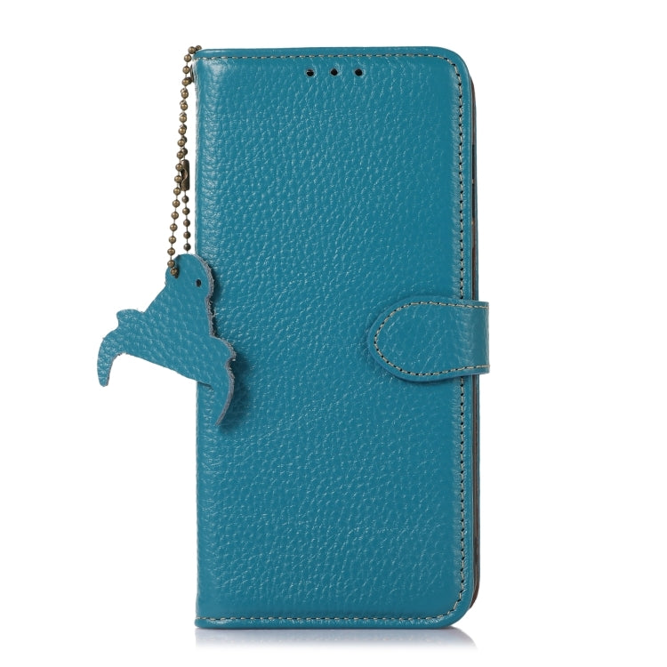 For Motorola Edge 50 Neo Genuine Leather Litchi Texture RFID Leather Phone Case(Blue) - Motorola Cases by buy2fix | Online Shopping UK | buy2fix