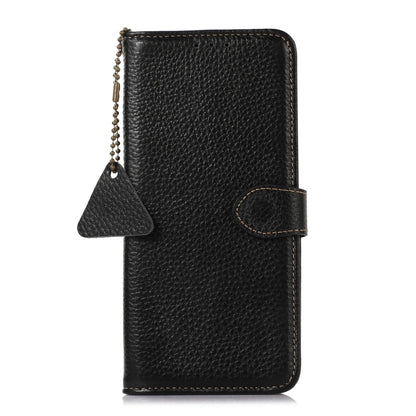 For Motorola Edge 50 Neo Genuine Leather Litchi Texture RFID Leather Phone Case(Black) - Motorola Cases by buy2fix | Online Shopping UK | buy2fix