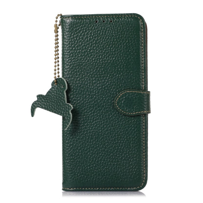 For Motorola Moto G35 Genuine Leather Litchi Texture RFID Leather Phone Case(Green) - Motorola Cases by buy2fix | Online Shopping UK | buy2fix