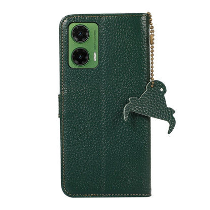 For Motorola Moto G35 Genuine Leather Litchi Texture RFID Leather Phone Case(Green) - Motorola Cases by buy2fix | Online Shopping UK | buy2fix