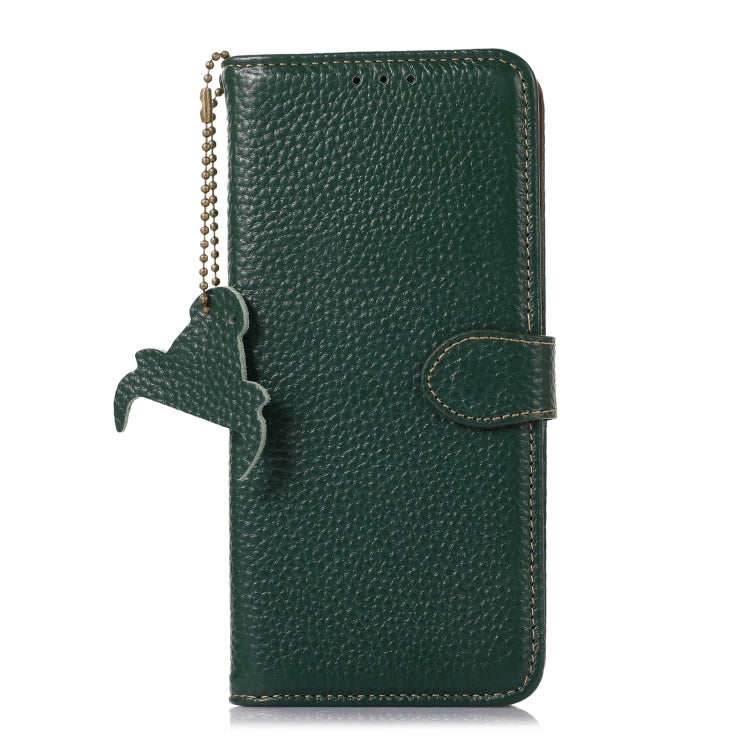 For Motorola Moto G75 5G Genuine Leather Litchi Texture RFID Leather Phone Case(Green) - Motorola Cases by buy2fix | Online Shopping UK | buy2fix