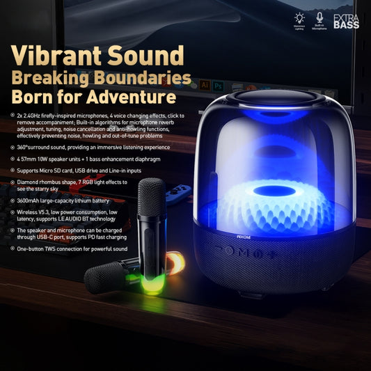 WEKOME Beluga D16 Spiritful Island Desktop Bluetooth Speaker With Dual Microphones(Black) - Desktop Speaker by WK | Online Shopping UK | buy2fix