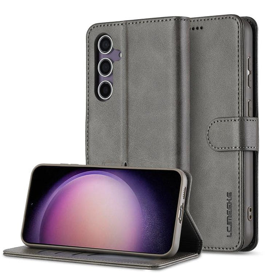 For Samsung Galaxy A56 5G LC.IMEEKE Calf Texture Leather Phone Case(Grey)