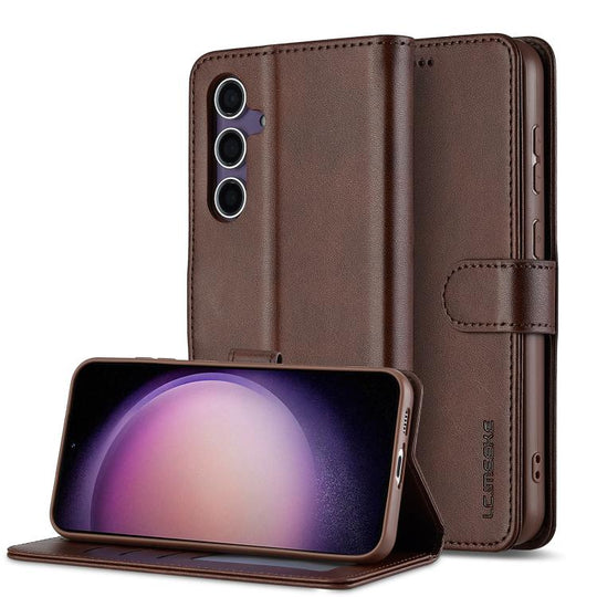 For Samsung Galaxy A56 5G LC.IMEEKE Calf Texture Leather Phone Case(Coffee)