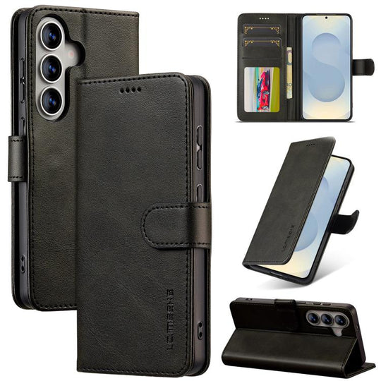 For Samsung Galaxy A57 5G LC.IMEEKE Calf Texture Leather Phone Case(Black)