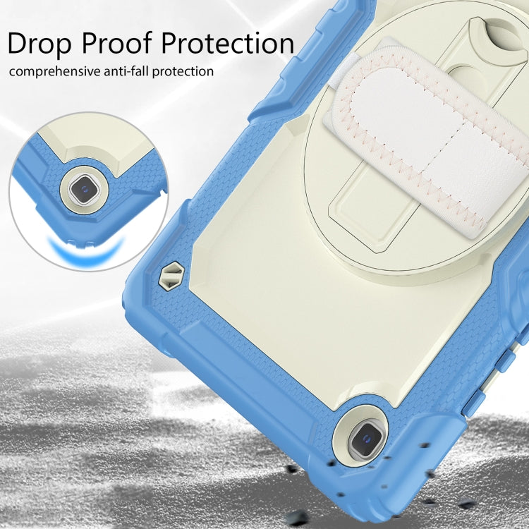 For Samsung Galaxy Tab A7 Lite T220 Silicone Hybrid PC Tablet Case with Shoulder Strap(Beige + Cyan-blue) - Tab A7 Lite T220 / T225 by buy2fix | Online Shopping UK | buy2fix