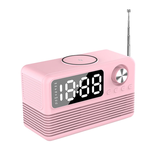 BT509 LED Bluetooth 5.3 Speaker Alarm Clock Music Display Radio(Pink)