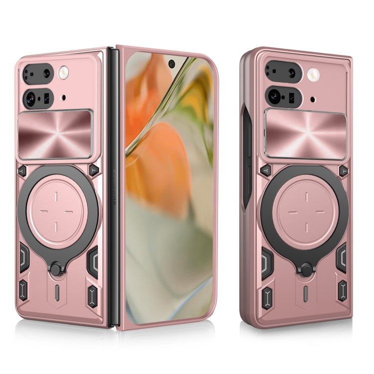 For Google Pixel 9 Pro Fold CD Texture Sliding Camshield Magnetic Holder Phone Case(Pink) by buy2fix