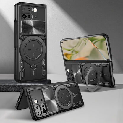 For Google Pixel 9 Pro Fold CD Texture Sliding Camshield Magnetic Holder Phone Case(Pink) by buy2fix