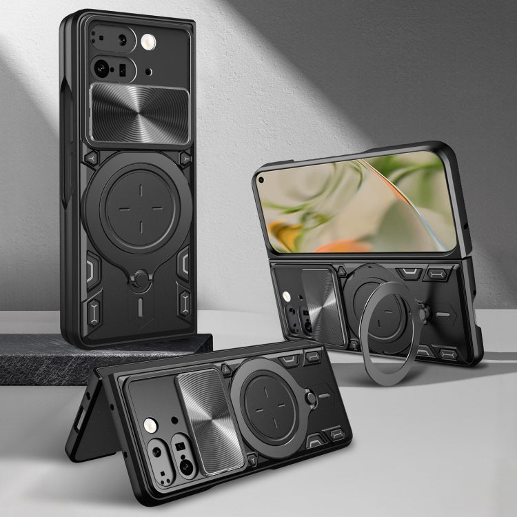 For Google Pixel 9 Pro Fold CD Texture Sliding Camshield Magnetic Holder Phone Case(Black) by buy2fix