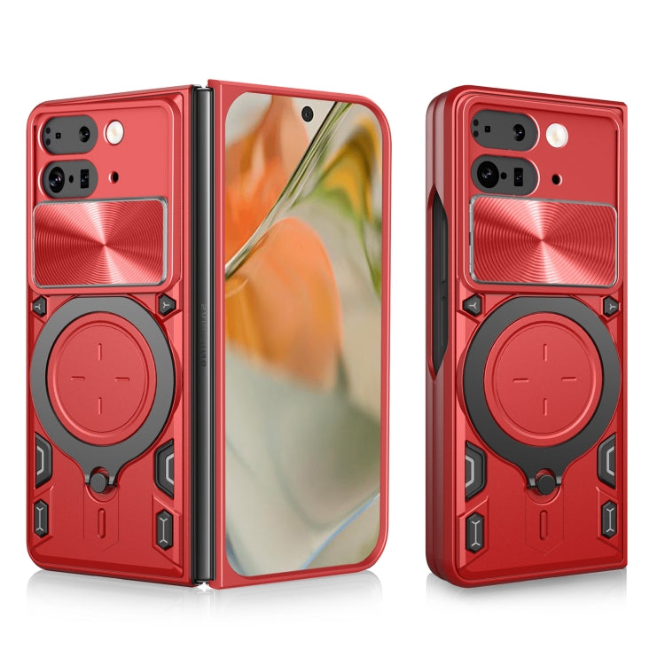 For Google Pixel 9 Pro Fold CD Texture Sliding Camshield Magnetic Holder Phone Case(Red) by buy2fix