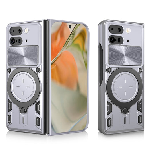 For Google Pixel 9 Pro Fold CD Texture Sliding Camshield Magnetic Holder Phone Case(Silver) by buy2fix