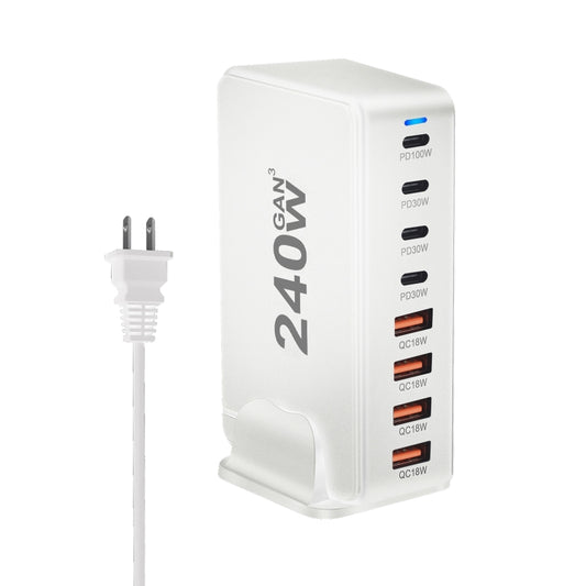 YMS-858 GaN 240W USB x 4, USB-C / Type-C x 4 Fast Charger, Plug Type:US Plug(White) - Multifunction Charger by buy2fix | Online Shopping UK | buy2fix