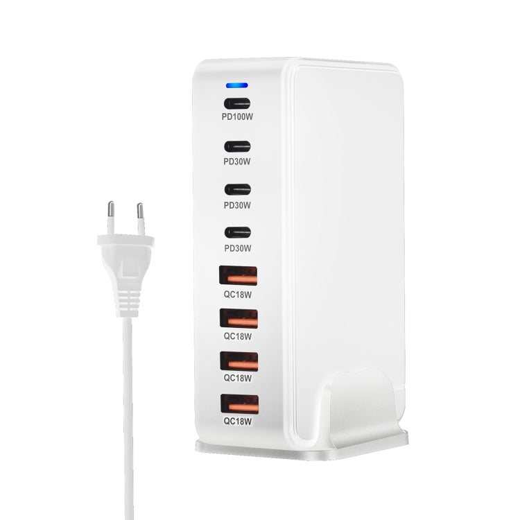 YMS-858 GaN 240W USB x 4, USB-C / Type-C x 4 Fast Charger, Plug Type:EU Plug(White) - Multifunction Charger by buy2fix | Online Shopping UK | buy2fix