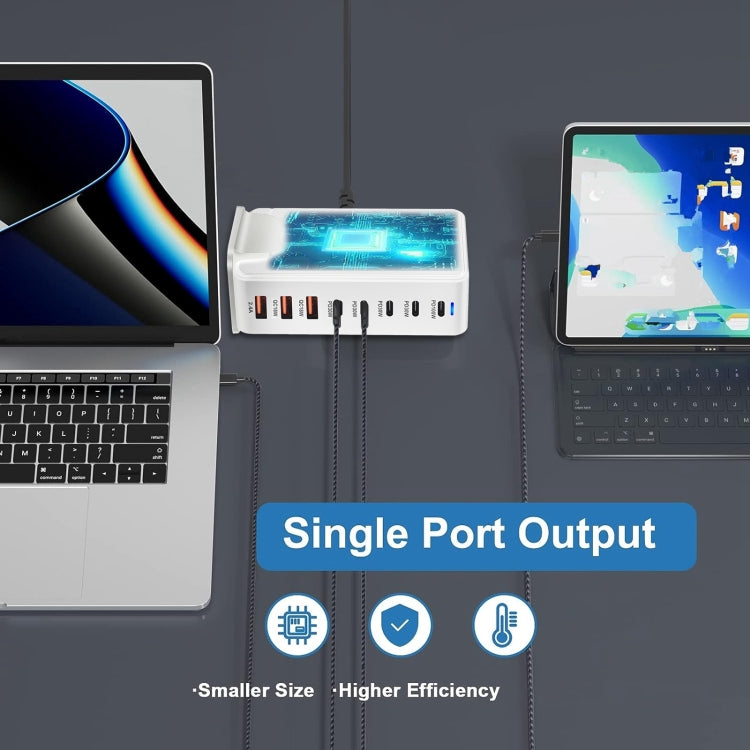 YMS-858 GaN 240W USB x 4, USB-C / Type-C x 4 Fast Charger, Plug Type:EU Plug(White) - Multifunction Charger by buy2fix | Online Shopping UK | buy2fix