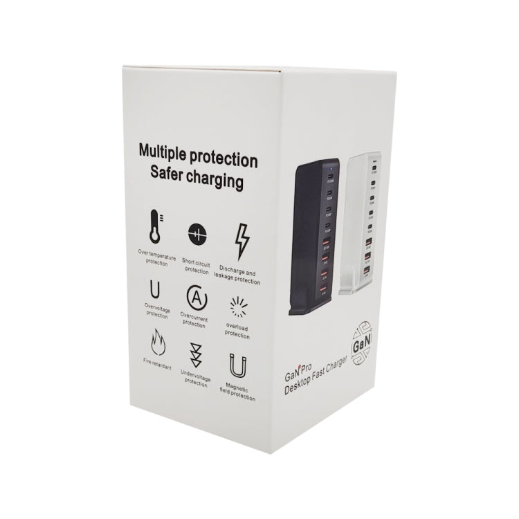 YMS-858 GaN 240W USB x 4, USB-C / Type-C x 4 Fast Charger, Plug Type:UK Plug(Black) - Multifunction Charger by buy2fix | Online Shopping UK | buy2fix