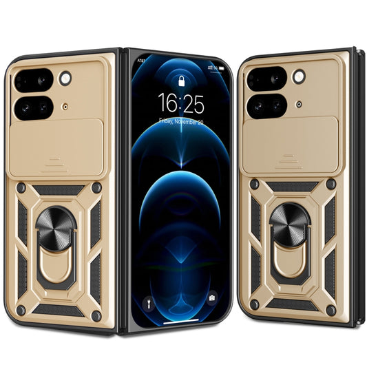 For Google Pixel 9 Pro Fold Sliding Camera Cover Design TPU+PC Phone Case(Gold) by buy2fix