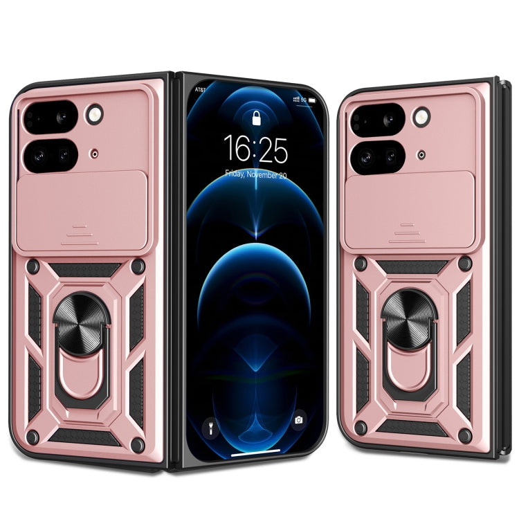 For Google Pixel 9 Pro Fold Sliding Camera Cover Design TPU+PC Phone Case(Rose Gold) by buy2fix
