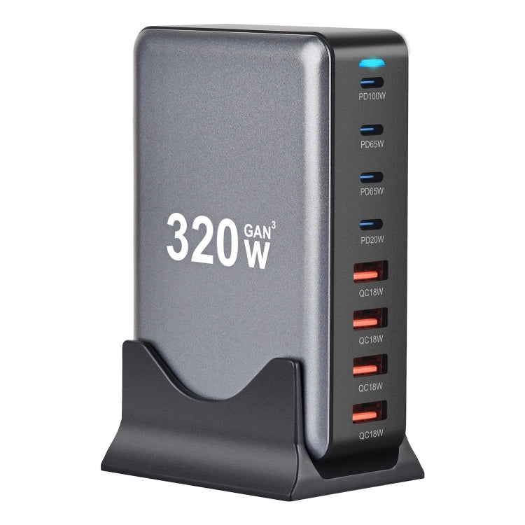 YMX-320W GaN 320W USB x 4, USB-C / Type-C x 4 Fast Charger, Plug Type:AU Plug(Grey) - Multifunction Charger by buy2fix | Online Shopping UK | buy2fix