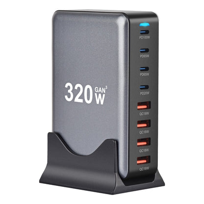 YMX-320W GaN 320W USB x 4, USB-C / Type-C x 4 Fast Charger, Plug Type:AU Plug(Grey) - Multifunction Charger by buy2fix | Online Shopping UK | buy2fix