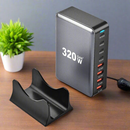 YMX-320W GaN 320W USB x 4, USB-C / Type-C x 4 Fast Charger, Plug Type:AU Plug(Grey) - Multifunction Charger by buy2fix | Online Shopping UK | buy2fix