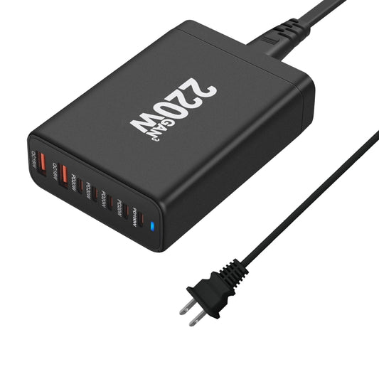 5C2A-220W GaN 220W USB x 2, USB-C / Type-C x 5 Fast Charger, Plug Type:US Plug(Black) - Multifunction Charger by buy2fix | Online Shopping UK | buy2fix