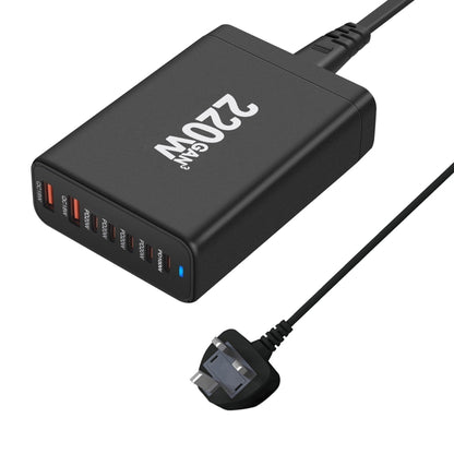 5C2A-220W GaN 220W USB x 2, USB-C / Type-C x 5 Fast Charger, Plug Type:UK Plug(Black) - Multifunction Charger by buy2fix | Online Shopping UK | buy2fix