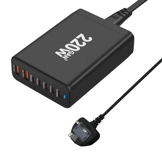 5C2A-220W GaN 220W USB x 2, USB-C / Type-C x 5 Fast Charger, Plug Type:UK Plug(Black) - Multifunction Charger by buy2fix | Online Shopping UK | buy2fix