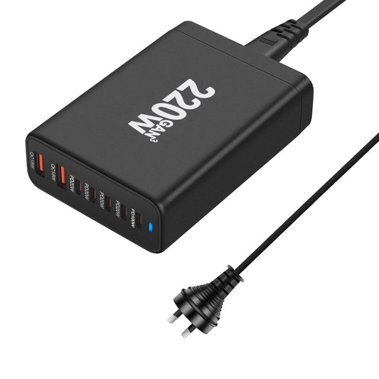 5C2A-220W GaN 220W USB x 2, USB-C / Type-C x 5 Fast Charger, Plug Type:AU Plug(Black) - Multifunction Charger by buy2fix | Online Shopping UK | buy2fix