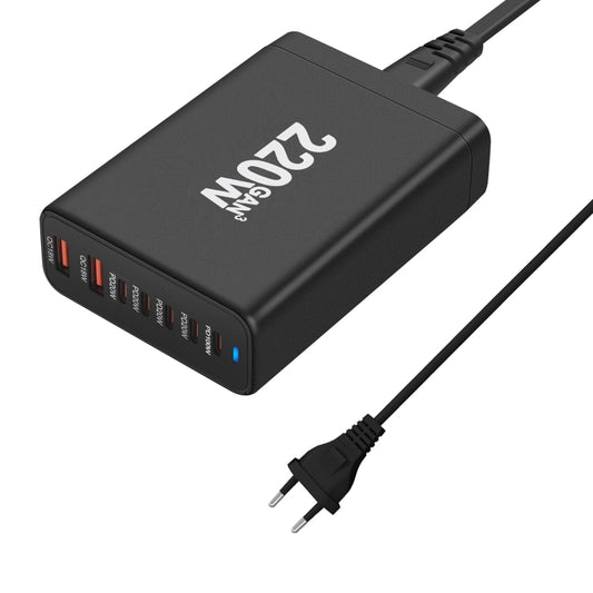 5C2A-220W GaN 220W USB x 2, USB-C / Type-C x 5 Fast Charger, Plug Type:EU Plug(Black) - Multifunction Charger by buy2fix | Online Shopping UK | buy2fix
