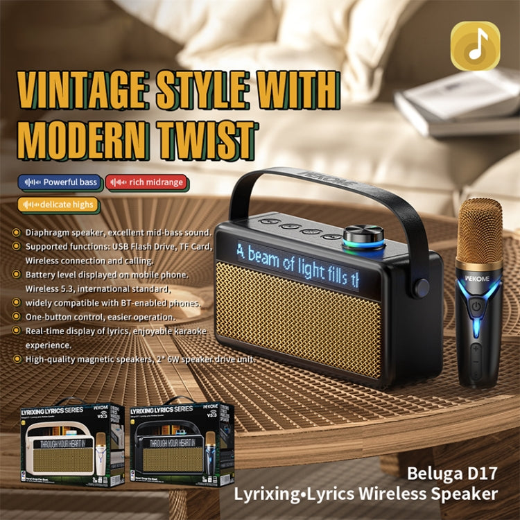 WEKOME Beluga 17 Lyrixing Lyrics Display Wireless Bluetooth Speaker(Creamy White) - Desktop Speaker by WK | Online Shopping UK | buy2fix