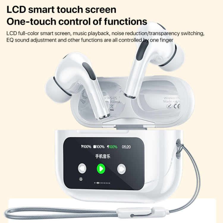 WEKOME WS-05 Chiscope Smart Color Screen Noise Reduction Wireless Bluetooth Earphones(White) - Bluetooth Earphone by WK | Online Shopping UK | buy2fix