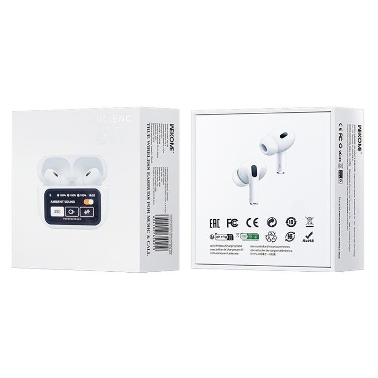 WEKOME WS-05 Chiscope Smart Color Screen Noise Reduction Wireless Bluetooth Earphones(White) - Bluetooth Earphone by WK | Online Shopping UK | buy2fix