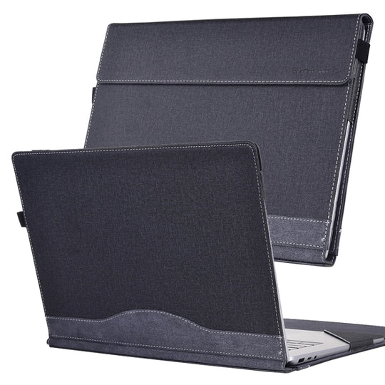 For MicroSoft Surface Laptop 7 13.8 inch Cloth Texture Laptop Leather Protective Case(Black)