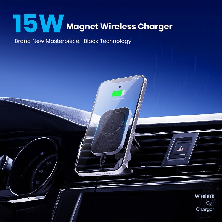CW12 15W Max QI Standard Magnetic Wireless Charging Car Holder(Black) by buy2fix