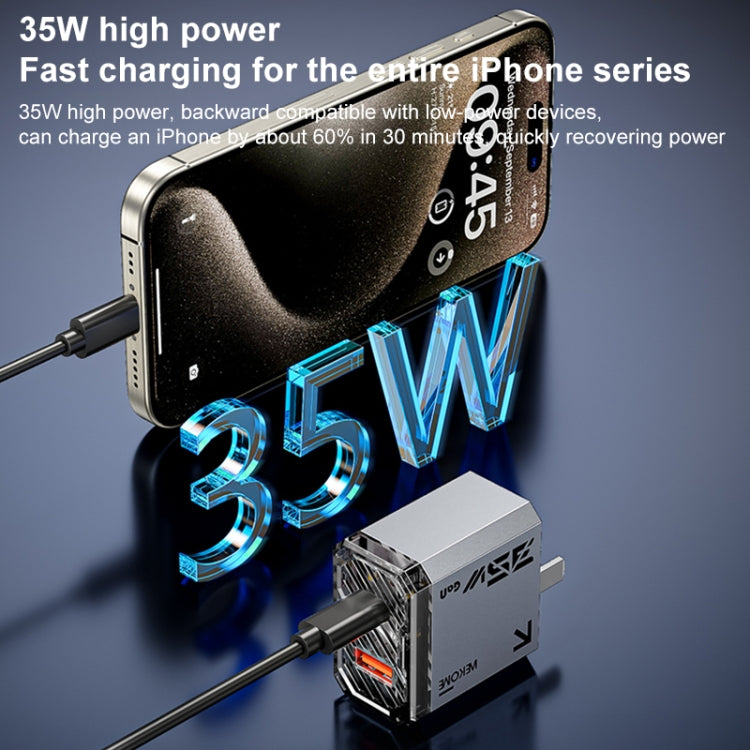 WK WP-U23 Pioneer Series 35W USB-C / Type-C, USB GaN Fast Charger, Plug Type:UK Plug(Tarnish) - USB Charger by WK | Online Shopping UK | buy2fix
