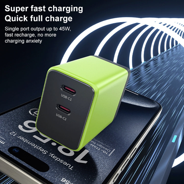 WK WP-U33 45W USB-C / Type-Cx2 GaN Fast Charger, Plug Type:EU Plug(Green) - USB Charger by WK | Online Shopping UK | buy2fix