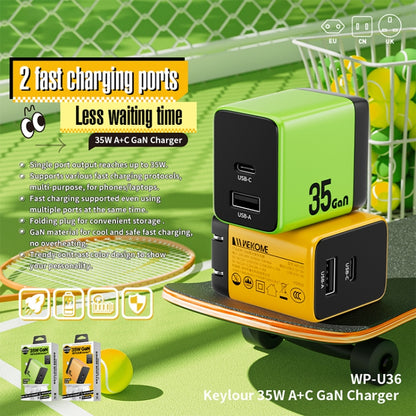 WK WP-U36 35W USB-C / Type-C, USB GaN Fast Charger, Plug Type:EU Plug(Yellow) - USB Charger by WK | Online Shopping UK | buy2fix