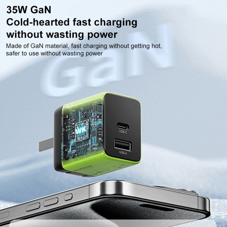 WK WP-U36 35W USB-C / Type-C, USB GaN Fast Charger, Plug Type:EU Plug(Green) - USB Charger by WK | Online Shopping UK | buy2fix