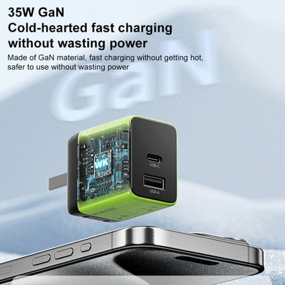 WK WP-U36 35W USB-C / Type-C, USB GaN Fast Charger, Plug Type:EU Plug(Green) - USB Charger by WK | Online Shopping UK | buy2fix