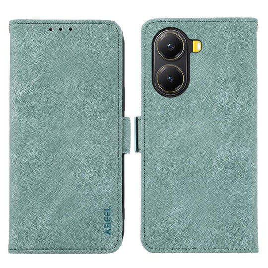 For Xiaomi Poco X7 Pro ABEEL Frosted Magnetic RFID Leather Phone Case(Cyan)