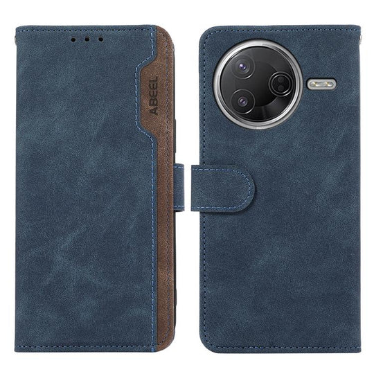 For Xiaomi Poco F7 Pro / F7 Ultra Global ABEEL Color Block Magnetic RFID Leather Phone Case(Blue-Brown)
