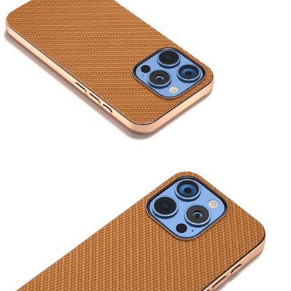 For iPhone 16 Pro Max Nano Electroplating Carbon Fiber Texture Phone Case(Brown) by buy2fix